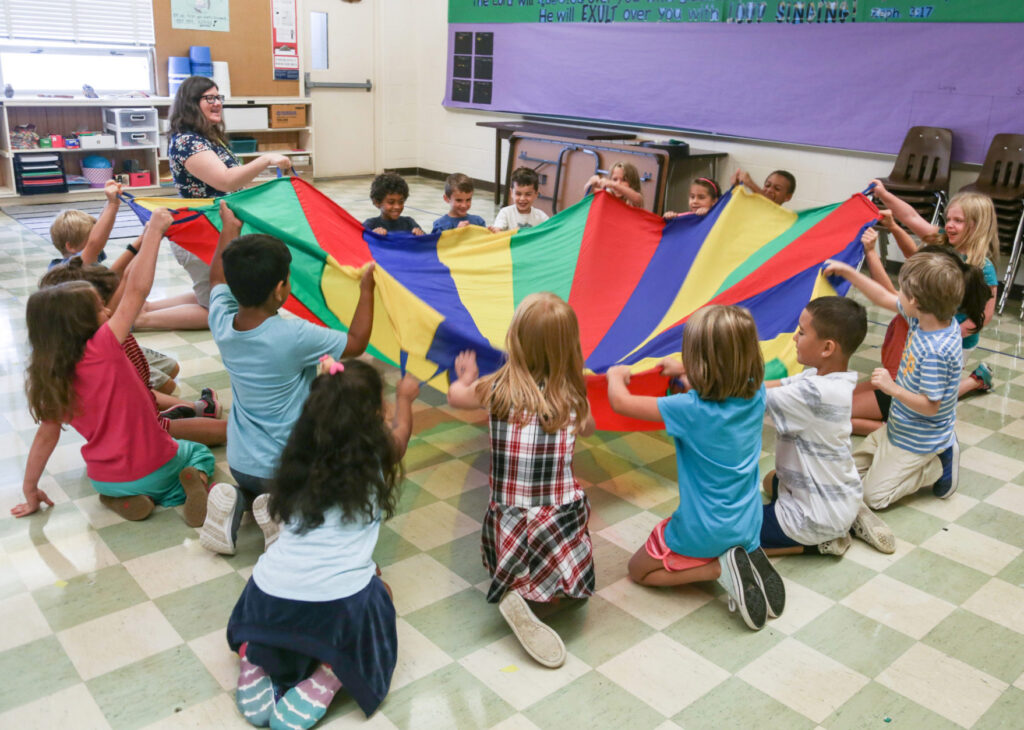 elementary students in classroom